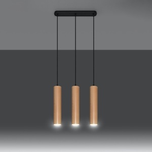 Lustra suspendata Lino din lemn, Natural 45x6x90 cm - Img 3