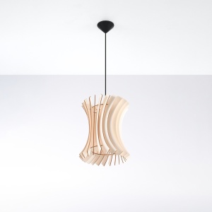 Lustra suspendata Oriana din lemn, Natural 30x30x107 cm - Img 2
