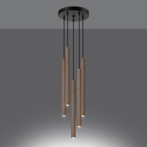 Lustra suspendata Pastelo din lemn, Natural 25x25x110 cm - Img 3