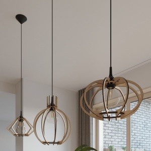 Lustra suspendata Pompelmo din lemn, Natural 27.5x27.5x90 cm - Img 8