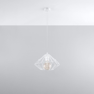 Lustra suspendata Umberto Alb 32x32x120 cm - Img 2