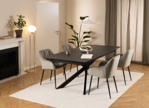 Masa dining Irwine, Negru, 76x240x100 cm - Img 2