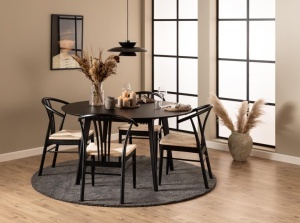 Masa dining Roxby, Negru, 76x140x140 cm - Img 3