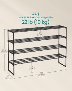 Pantofar modular Songmics, Deky, Negru, 116x30x72 cm - Img 4