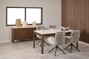 Scaun dining Roger, Gri, 90x62x67 cm - Img 4