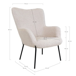 Scaun tapitat Glasgow, Alb, 79x70x98 cm - Img 3