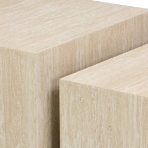 Set 2 bucati Masuta auxiliara, Coffina, Travertin, 58x58x40 cm - Img 6