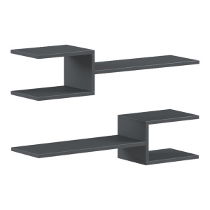 Set 2 bucati Raft de perete, Sumpa, Antracit, 20x65x18 cm - Img 2