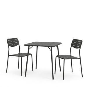 Set 3 masa si scaune gradina V2, Moraja, Negru, 70x70x73 cm - Img 2