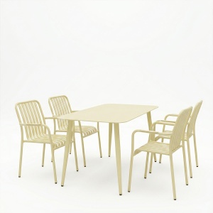 Set 5 masa si scaune gradina, Heven Vista, Champagne, 70x120x72 cm - Img 2