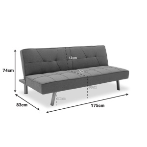 Set mobilier studenti canapea si masuta de cafea, 2 buc, Glide, Gri, 175x83x74 cm - Img 9