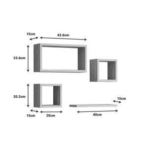 Set rafturi de perete 3 buc Babine Pako World Stejar 84x15x44 cm - Img 4