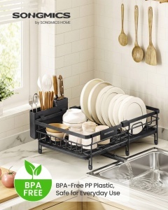 Suport pentru vase, Patalla, Songmics, Negru, 46.5x29.6x14 cm - Img 2