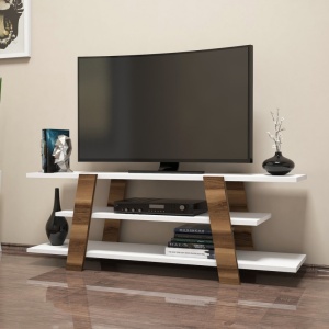 Έπιπλο TV Flower-Walnut, Λευκό