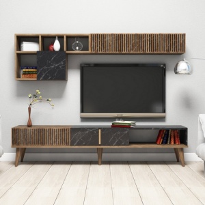Έπιπλο TV Milan-Walnut, Μαύρο