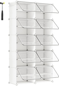 Αρθρωτή παπουτσοθήκη Λευκό Songmics 82x32x152 cm