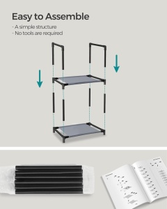 Αρθρωτή παπουτσοθήκη Γκρι Songmics 33x33x173 cm - Img 6