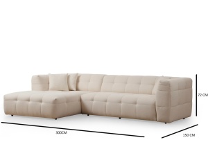 Αριστερός Modular Γωνιακός Καναπές Cady Μπεζ 300x150x72 cm - Img 7