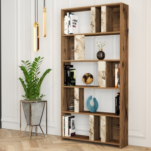 Βιβλιοθήκη Lima - Walnut, Λευκό Marble