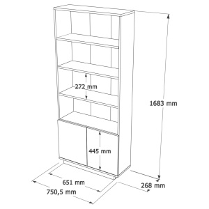 Βιβλιοθήκη FR16 Pine, 75x168.3x26.8 cm - Img 7