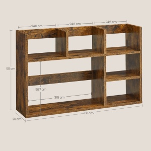 Βιβλιοθήκη Vasagle, Rustic Καφέ, LBC815B02, 80 x 20 x 50 cm - Img 3
