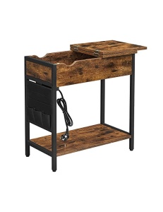 Βοηθητικό τραπεζάκι Vasagle, Rustic Καφέ, με πρίζα, LET311B01, 60x31x60 cm