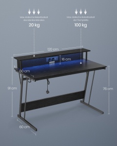 Γραφείο Vasagle Μαύρο 120x60x91 cm - Img 5