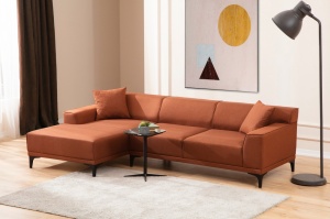 Γωνιακός Καναπές Petra Πορτοκαλί 145x250x69 cm - Img 3