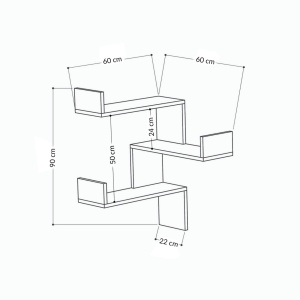 Γωνιακό ράφι Luksa Λευκό 60x90x60 cm - Img 3