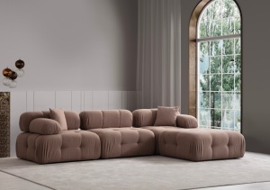 Δεξιός Modular Γωνιακός Καναπές Doblo Cappuccino 315x210x80 cm - Img 2