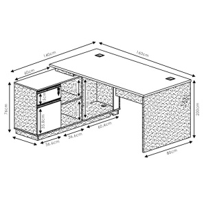Δεξί γωνιακό γραφείο Oscar καρυδί - ανθρακί 160x140x76 cm - Img 5