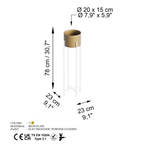 Διακοσμητική Γλάστρα GED025C Χρυσό 23x78x23 cm - Img 6