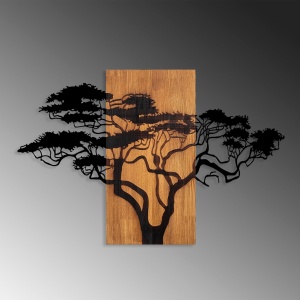 Διακοσμητικό Τοίχου από Ξύλο και Μέταλλο Acacia Tree, Καρυδί, 90x58 cm - Img 4