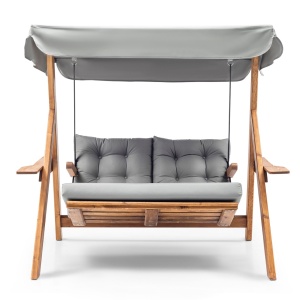 Διπλή Κούνια Κήπου Galata Swing S2, Γκρι, 160x195x120 cm - Img 3