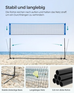 Δίχτυ μπάντμιντον Songmics Μπλε 400x155x103 cm - Img 6