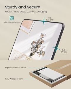 Επιδαπέδιος καθρέφτης Μαύρο Songmics 120x40x1.3 cm - Img 5