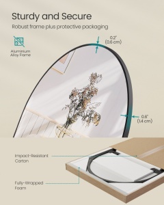 Επιδαπέδιος καθρέφτης Μαύρο Songmics 160x50x1.3 cm - Img 4