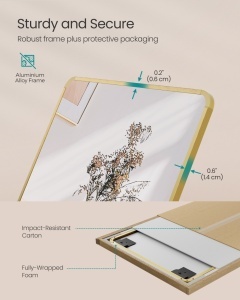 Επιδαπέδιος καθρέφτης Songmics Χρυσό 160x50 - Img 5