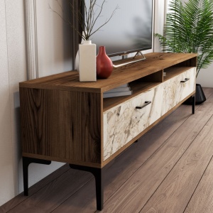 Έπιπλο TV Istanbul-Walnut, Λευκό Marble - Img 4