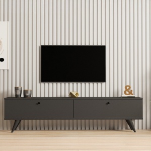 Έπιπλο TV Jate Σκούρο Γκρι 160x25x40 cm - Img 4