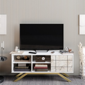 Έπιπλο TV North-Λευκό, Gold - Img 2
