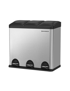 Κάδος ανακύκλωσης, Songmics, 54L, Silver+Black, LTB54L