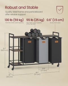 Καλάθι απλύτων Vasagle Μαύρο 150 L, 117 x 33 x 80.5 cm - Img 3