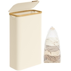 Καλάθι απλύτων Songmics Κρεμ 42x22.5x70.5 cm - Img 2