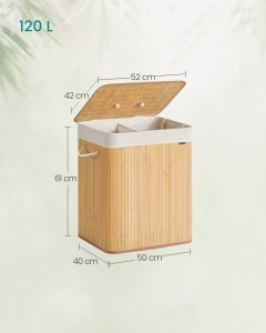 Καλάθι απλύτων Songmics Φυσικό 50x40x61 cm - Img 5