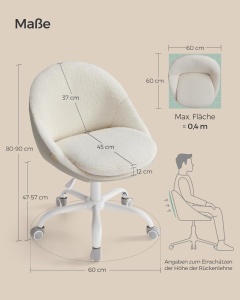 Καρέκλα γραφείου boucle Cappuccino Songmics 56x60x93.3 cm - Img 2