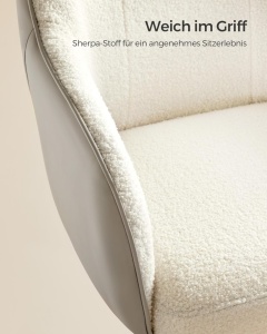 Καρέκλα γραφείου boucle Cappuccino Songmics 60.8x58x96 cm - Img 5