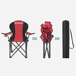 Καρέκλα camping, Songmics, Μαύρο-Κόκκινο, 92x57x104 cm - Img 5