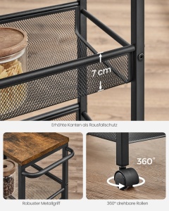 Καρότσι Αποθήκευσης Κουζίνας Bruno Καφέ 45.5x22x77 cm - Img 4