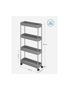 Καρότσι Αποθήκευσης Songmics Γκρι KSC008G01 40 x 12 x 86 cm - Img 5
